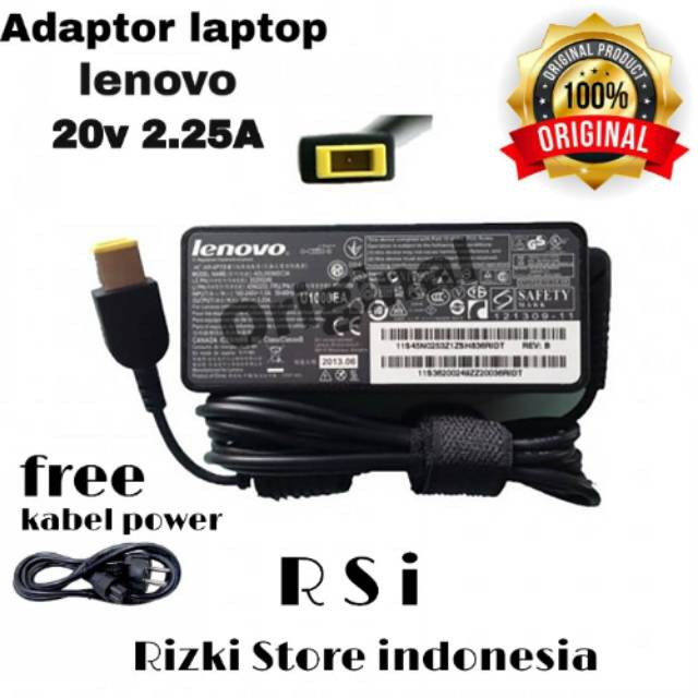 [Terbaru] CHARGER/ADAPTOR lenovo 20v:2.25a  lenovo USB