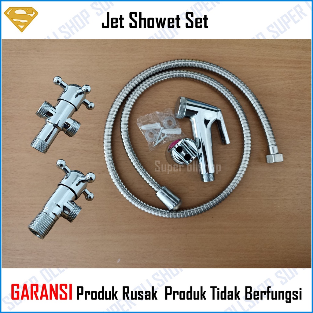 Jet Shower Set Kloset Toilet Closet Cebok Semprotan Duduk Kamar Mandi Ringan Kamar Mandi Krom Stop Kran