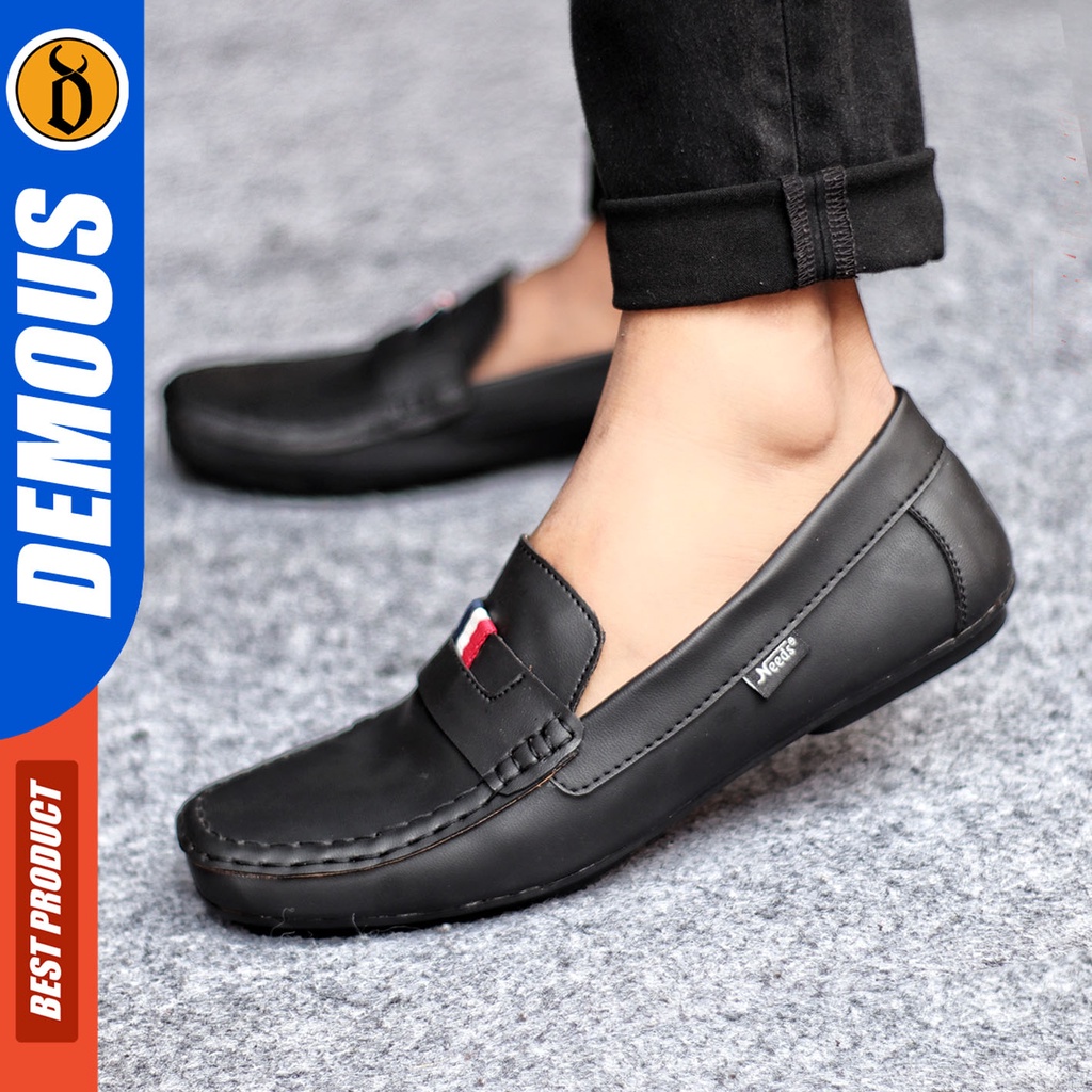 Sepatu Slip On Pria Sepatu Casual Pria Kulit Pu Kerja Kantor Kuliah Kondangan Sepatu Slop Pria Sepatu Hitam Pria DEMOUS FRANSC