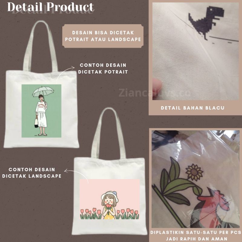 Totebag Custom Blacu Print Satuan (35x45 cm)