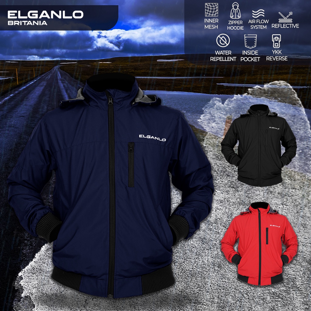 Jaket  Elganlo Bomber Jacket Wanita Jaket Motor Pria Jaket Jumbo Jaket Touring Jaket Hitam Riding XL