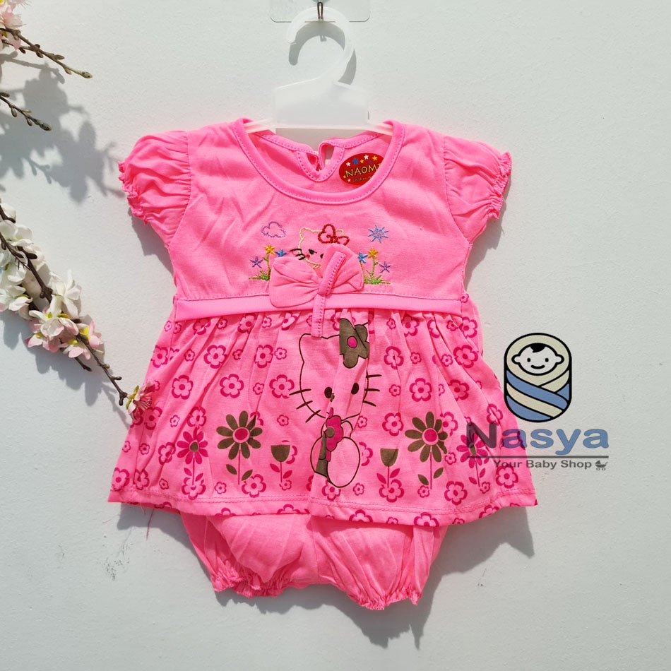 [N-040] Setelan Baju Bayi dasar Putih motif bunga (0-6 bulan)- cassey