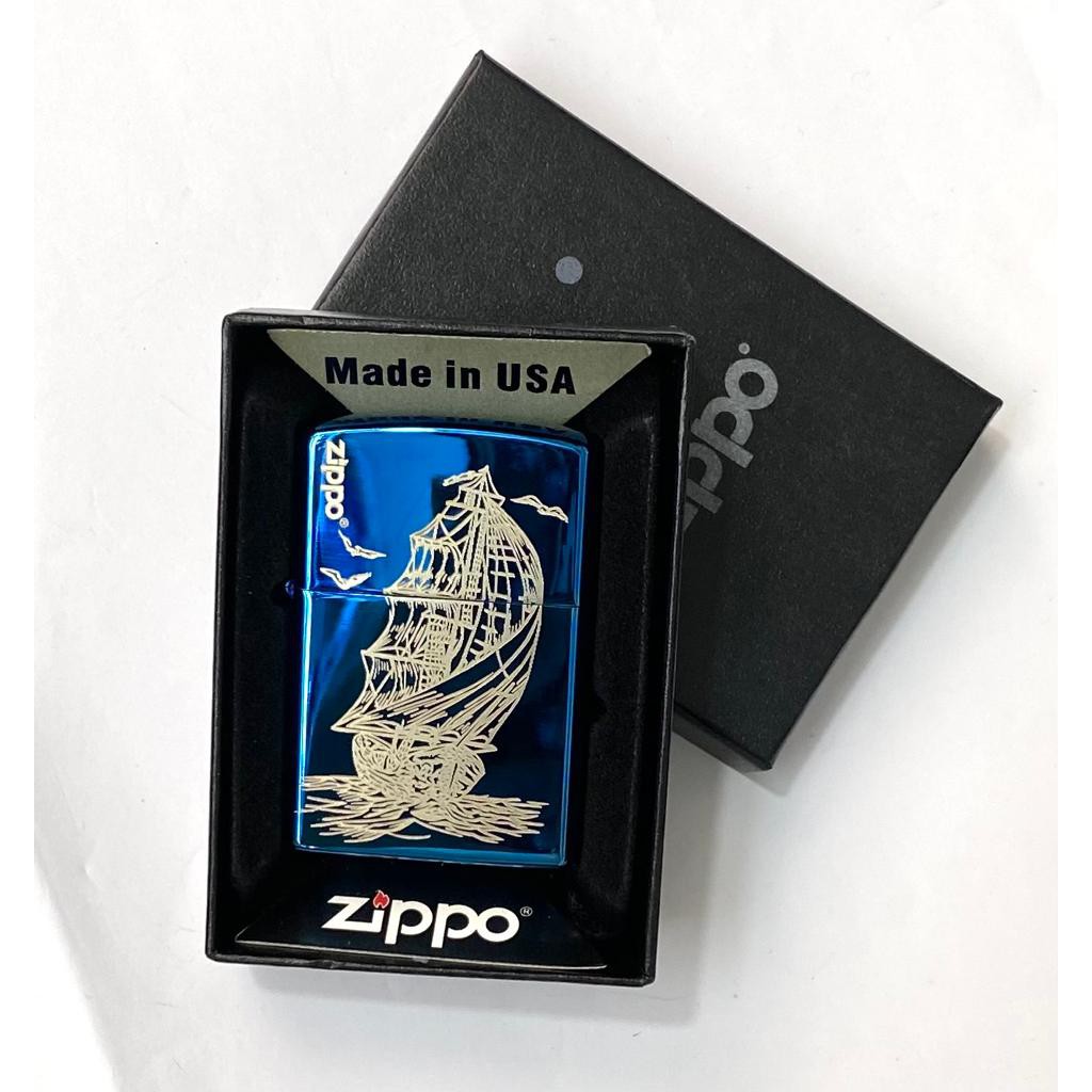 Korek Api Zippo Ice Blue Motif Premium Grade A Model Zig Zag Motif