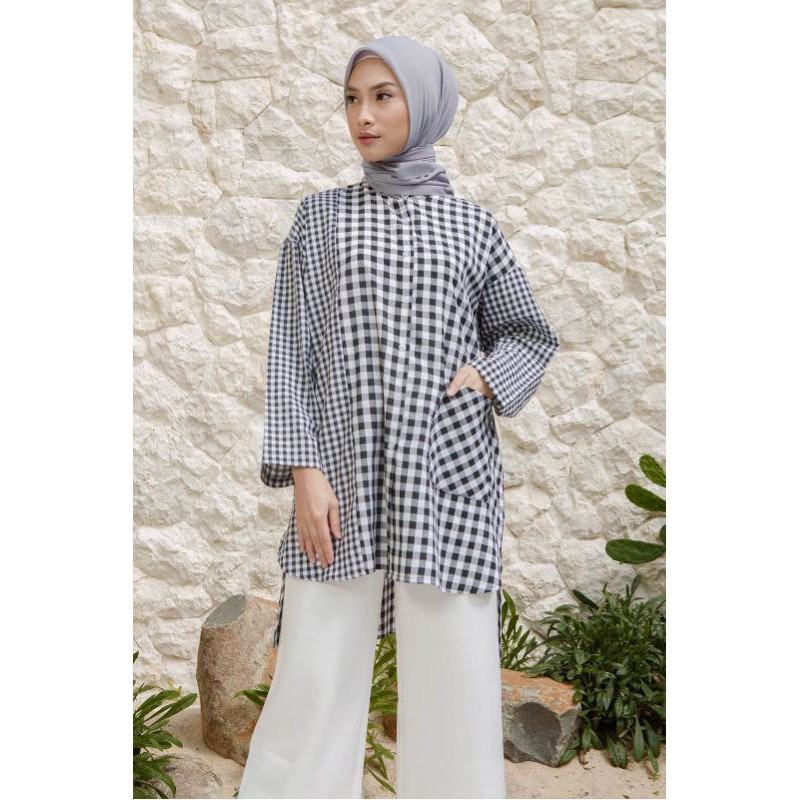 [Preloved] Atasan Tunik HijabChic Noya Black Gingham