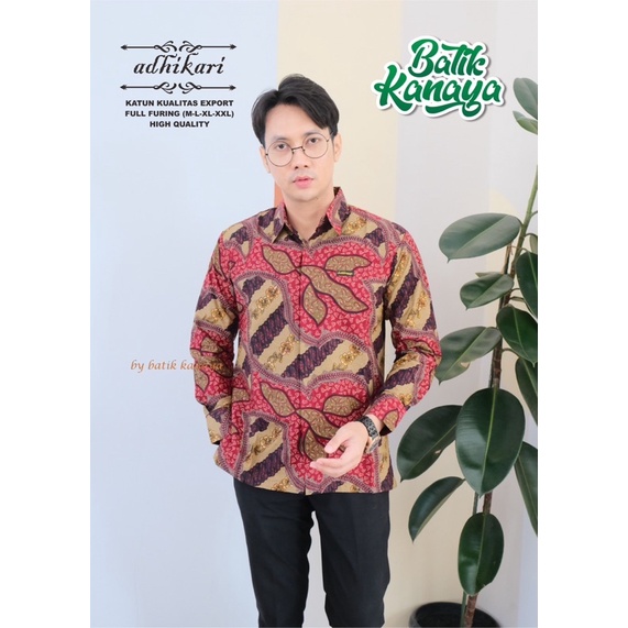 ADHIKARI Kemeja Batik Pria Berlapis Furing Bahan Katun Berkualitas Ekspor