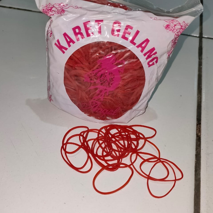 karet gelang merah kecil/ karet gelang isi 100 gram