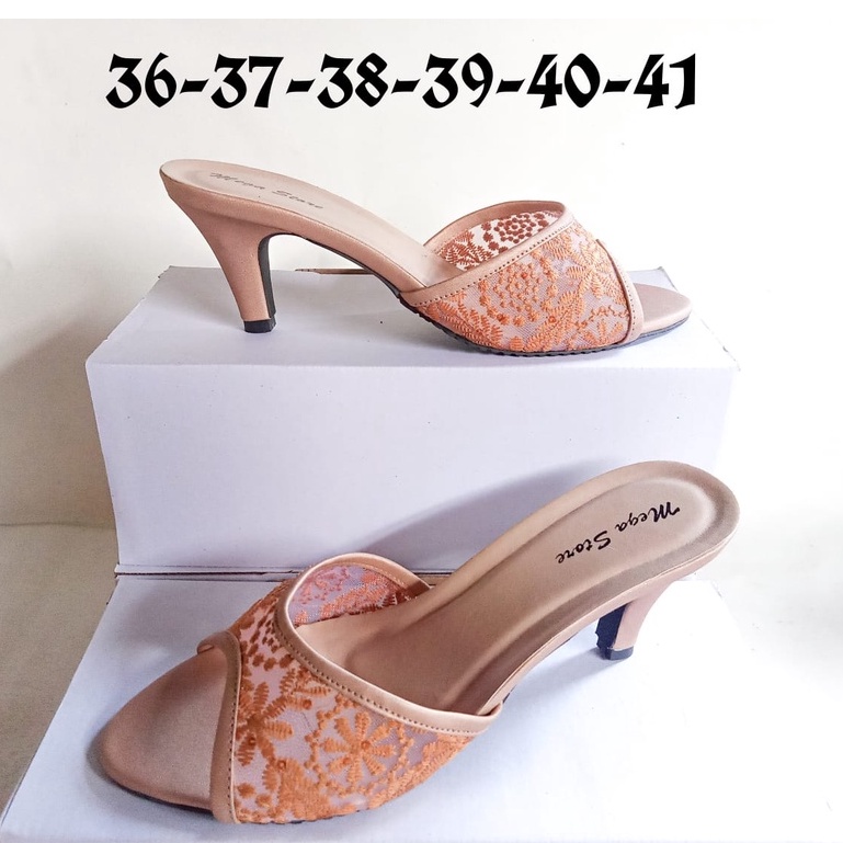 Sandal Wanita Chunky Heels Sandal Wanita Dewasa Sandal Pesta Sendal Brukat Ter Murah Hak 7 Cm NA77