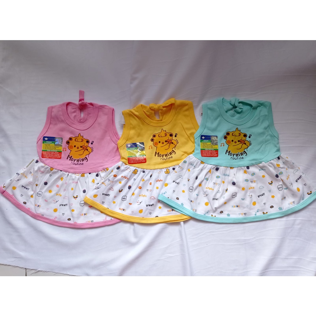 PITEKU | ROK DRESS KUTUNG BUNTUNG ANAK PEREMPUAN CEWEK MOTIF CHICK MORNING ROUTINE