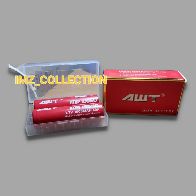 BATERAI AWT MERAH &amp; RAINBOW / PELANGI 18650 3000mAh (3.7V 3000MAH 40 A)