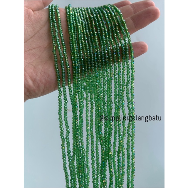 Kristal Ceko 2mm green quartz metallic bahan hijau kuarsa AB metalik