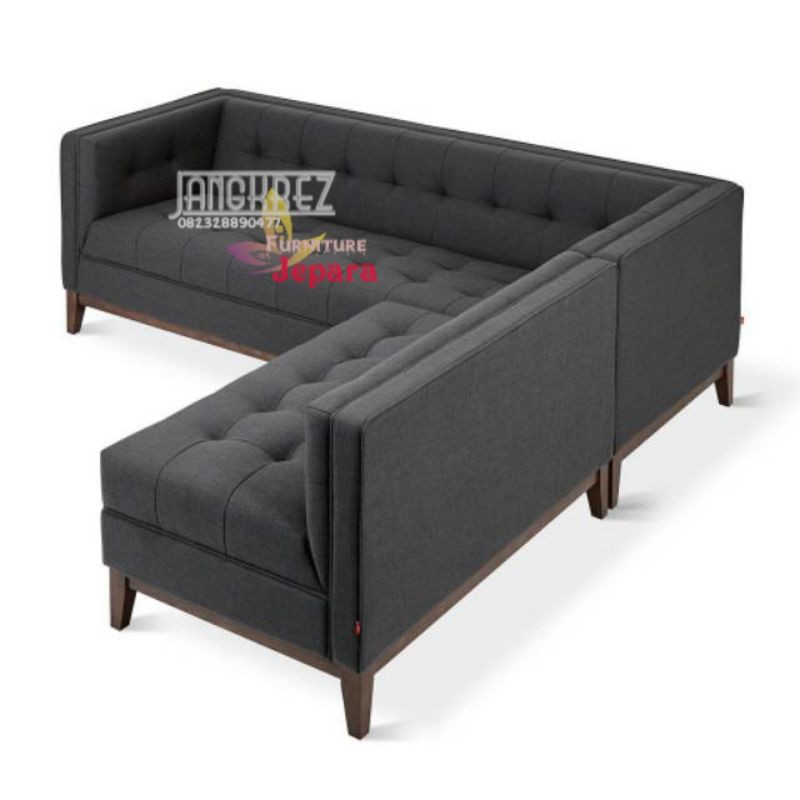 sofa minimalis leter L jati