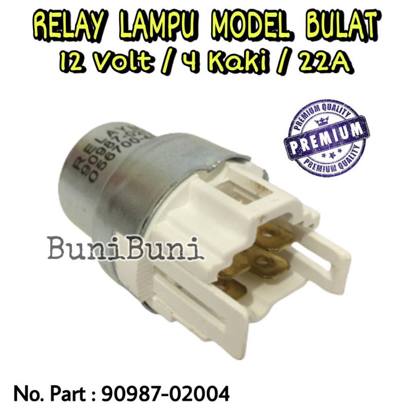 Relay Lampu Bulat Untuk Mobil Kijang / Rino / Taft 12V 22A Kaki 4 SEJAJAR