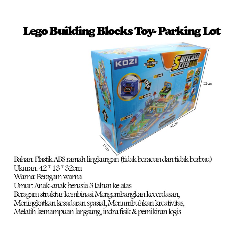 Splicing City Parking Lot Set with Cars Convenience Stores Car Wash Centers Gas Stations Tunnels Toy