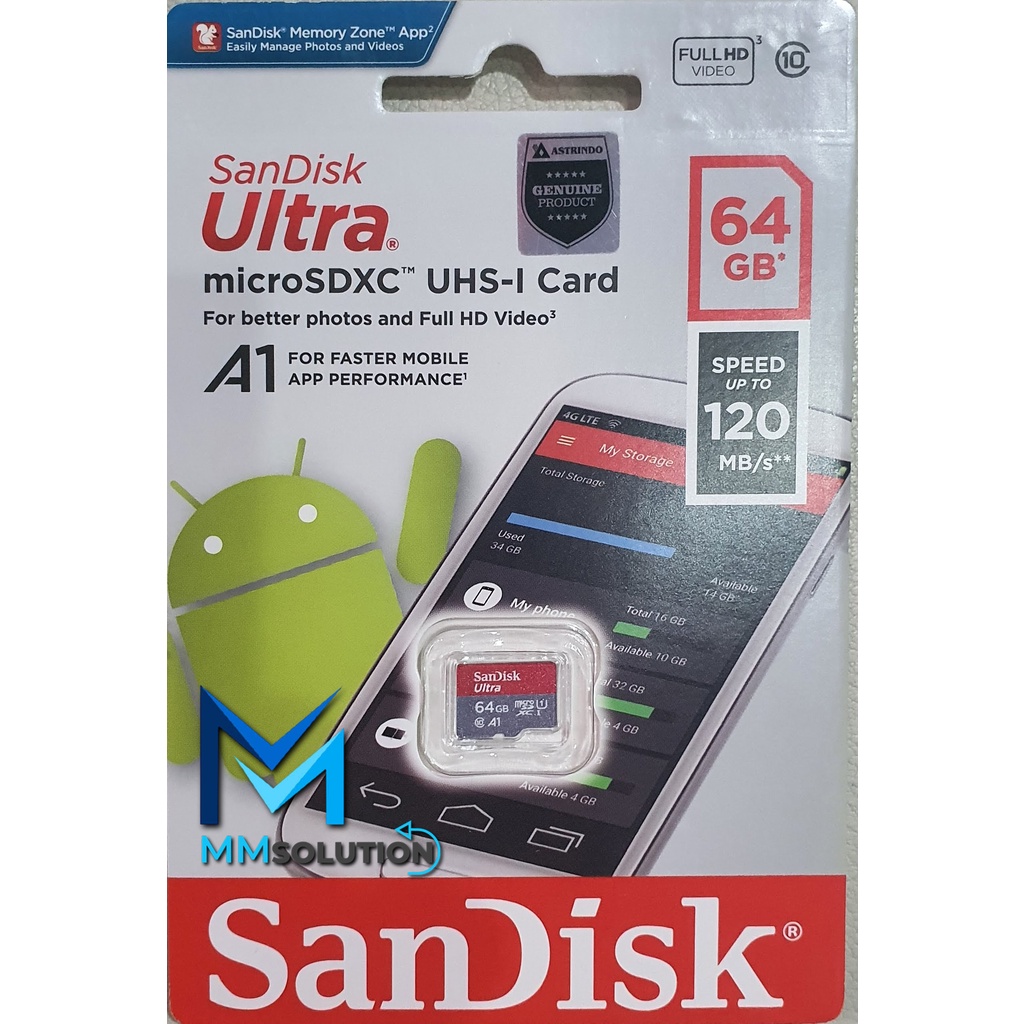 SanDisk Ultra MicroSD 64GB A1 100MB/s MicroSDXC UHS-I Micro SD