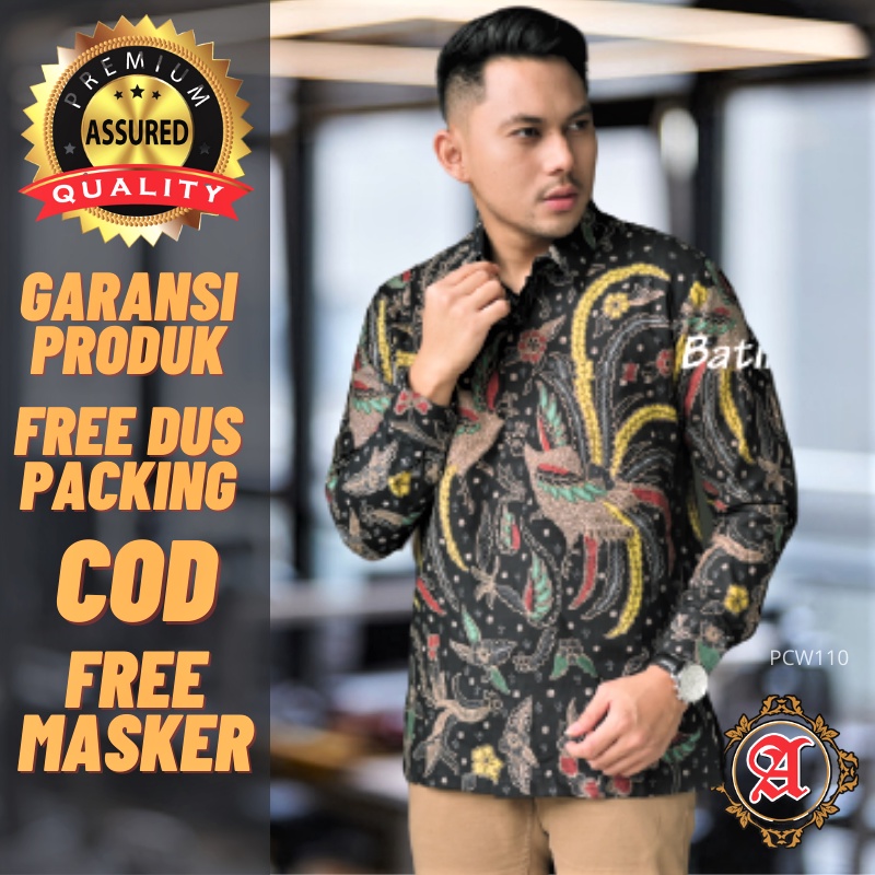Baju Batik Pria Lengan Panjang Premium Modern Full Furing  Original Produksi Batik Aluna Solo PCW110