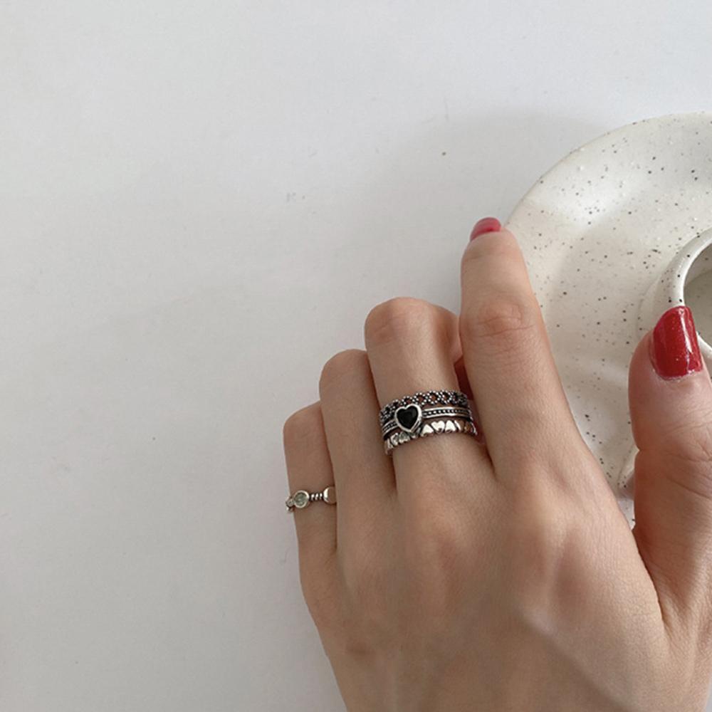 Needway Multilayer Jari Cincin Elegan Vintage Lingkaran Cinta Hati Geometris Gadis Pesta Pernikahan