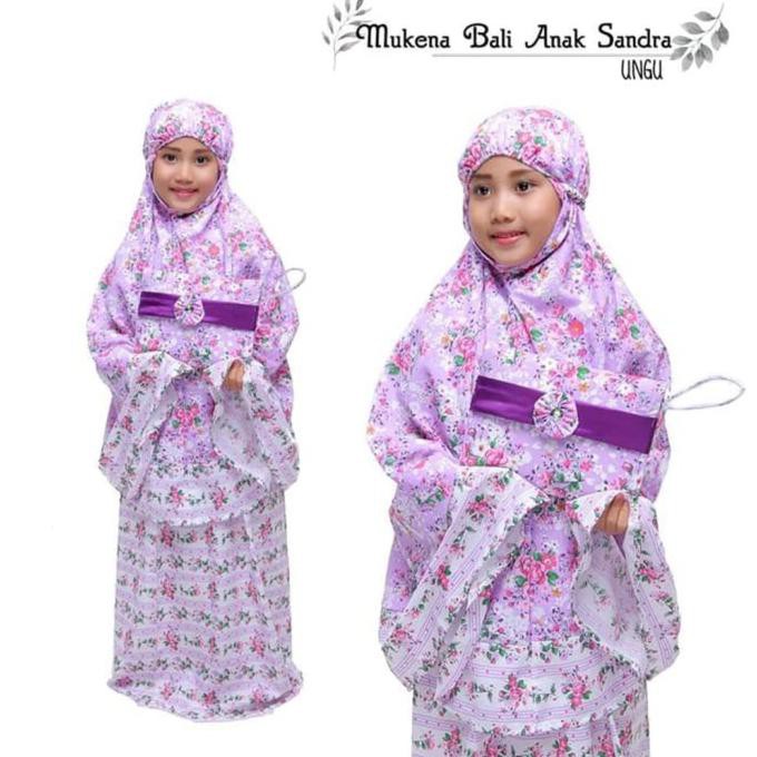 Sts Mukena Bali Anak Sd 7-9 Tahun Motif Bunga Sandra Bahan Rayon Adem