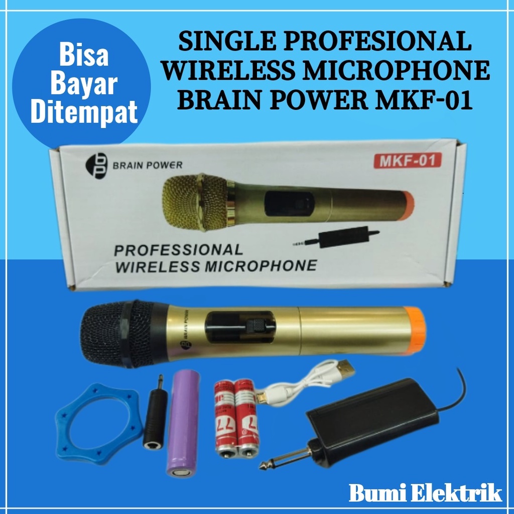 Profesional Wireless Microphone Brain Power MKF-01 / Mikrofon Wireless / Mic Wireless / Mic Wireless Murah Berkualitas Bisa Bayar Ditempat