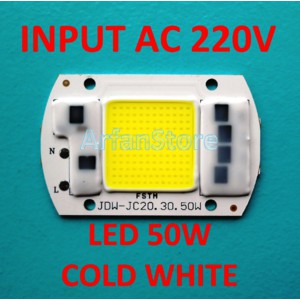 Input AC 220V High Power LED 50W Cold White HPL Putih Tanpa Driver