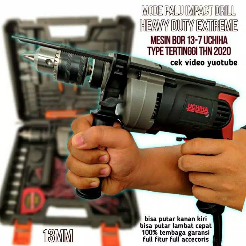 Mesin Bor Impact drill Heavy duty Koper Full acc Uchiha type 13-7