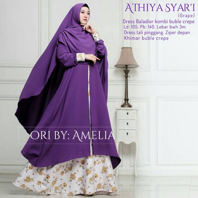 ATHIYA SYARI MURAH gamis original by amelia hijab baju muslim terbaru gamis syari motif  busui