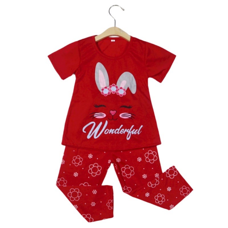 SETELAN FASHION SIKUNING BAJU ANAK PEREMPUAN MOTIF RABBIT BAHAN KAOS 2-6 TAHUN