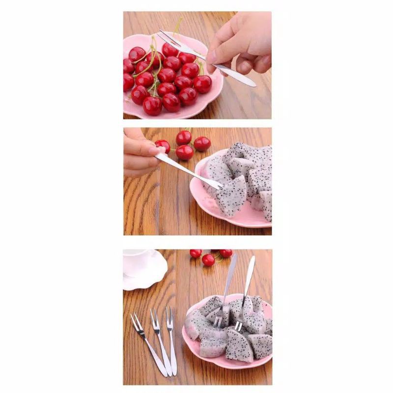 family games 1PC Garpu buah steinless garpu mini kecil trisula tusukan kue spork steel cake fruit