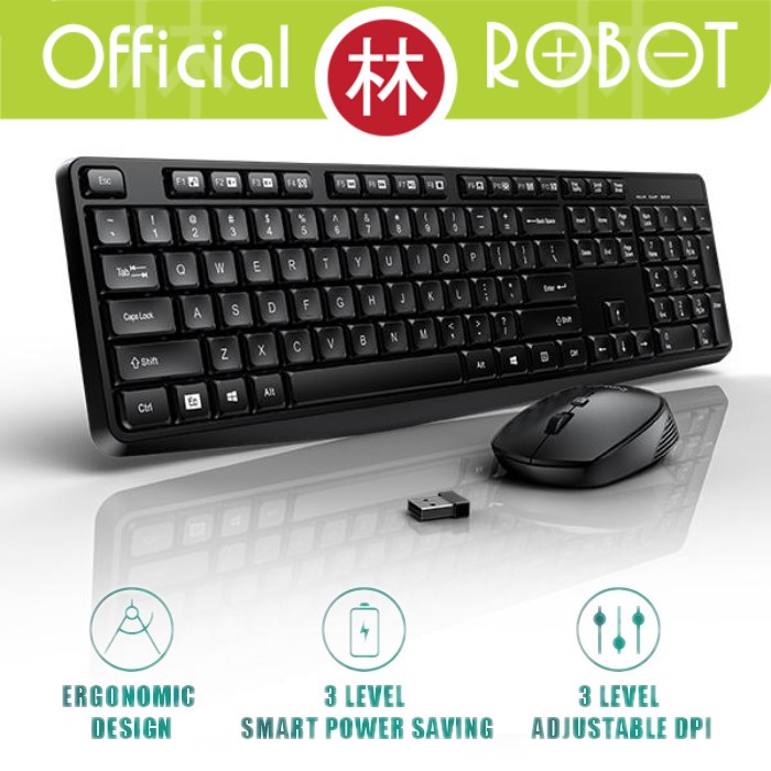 Robot KM3100 Combo Set Optical Mouse &amp; Keyboard Wireless 2.4G