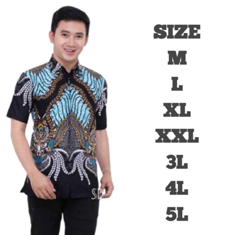 BIG SIZE kemeja batik lengan pendek Pria Hem batik pria baju batik Jumbo XXL 3L 4L 5L