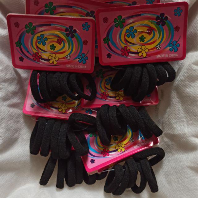 6Pcs Ikat Rambut Donat 3.5cm & 4.5cm / Kunciran Karet Rambut Warna HITAM-HITAM 6PCS/3.5CM