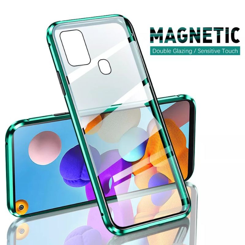 MAGNETIC CASE OPPO REALME C11 C12 C15 FULL DOUBLE COVER GLASS KACA DEPAN BELAKANG CASING MAGNET