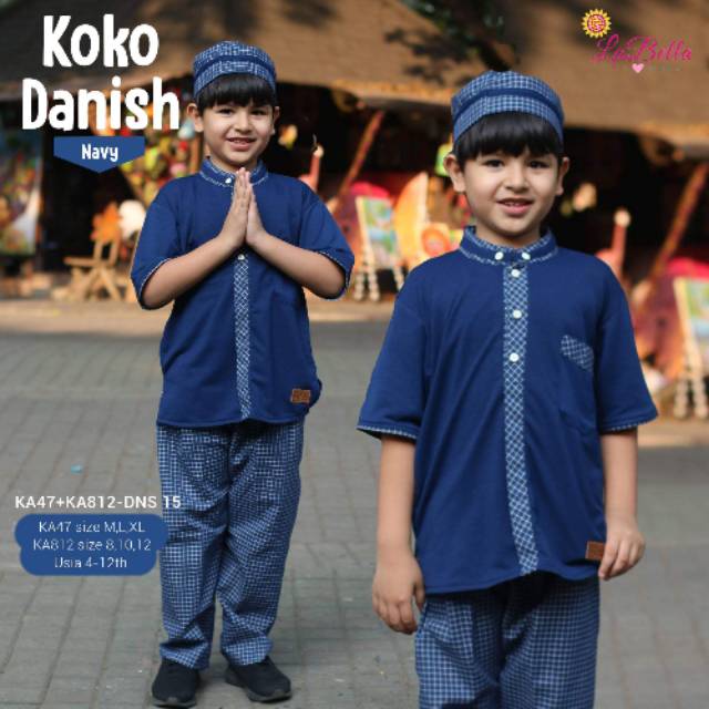 Labella Baju Koko Anak Laki-laki Baby Terry Katun Denim Denis  Usia 4-12 Tahun