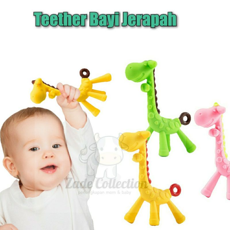 Teether baby jerapah 3D genggam gigitan gusi bayi BPA  mainan bayi anak gigitan bayi silikon titer teeter