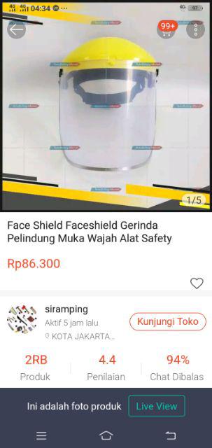 Faceshield Gerinda Pelindung Muka Wajah Alat Safety