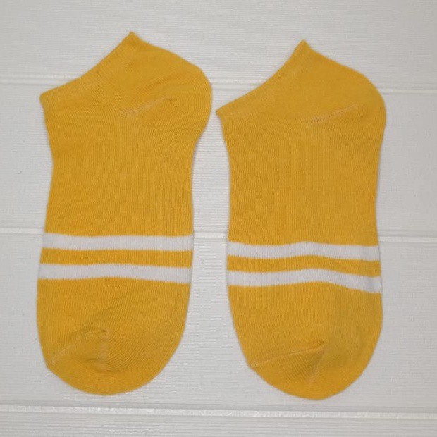 TOMSTORE.ID R097 Kaos Kaki Motif Wanita Pria Korea Cute Semata Short Socks Pendek Fashion Import-GARIS KUNING
