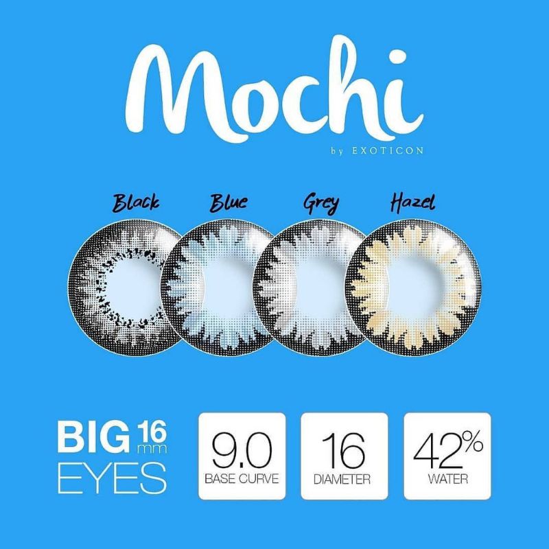 Paket Softlens Mochi by X2 Normal Big Eyes Dia 16mm + Air Softlens Ice 60ml + Pinset + Lenscase / Softlens Exoticon / Softlens X2 / Softlens Korea