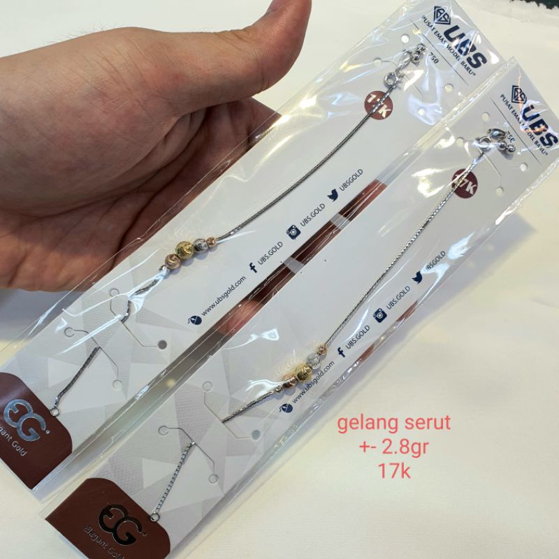 Gelang Emas Mas Putih Asli Serut 750 17K Karat Surabaya Bola Itali Santa