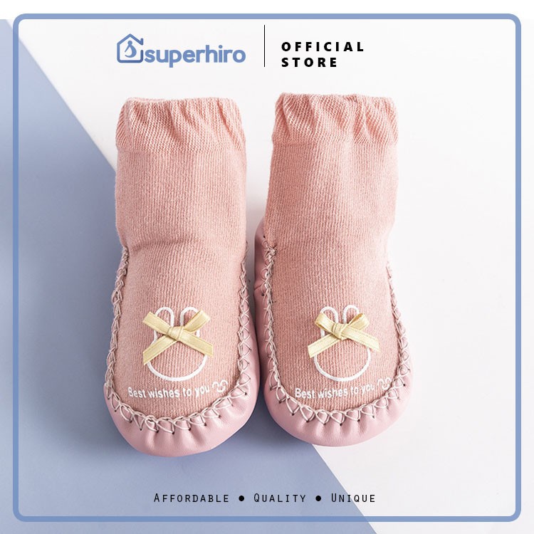 Baby Prewalked Long Socks Sepatu leather Bayi Belajar Jalan