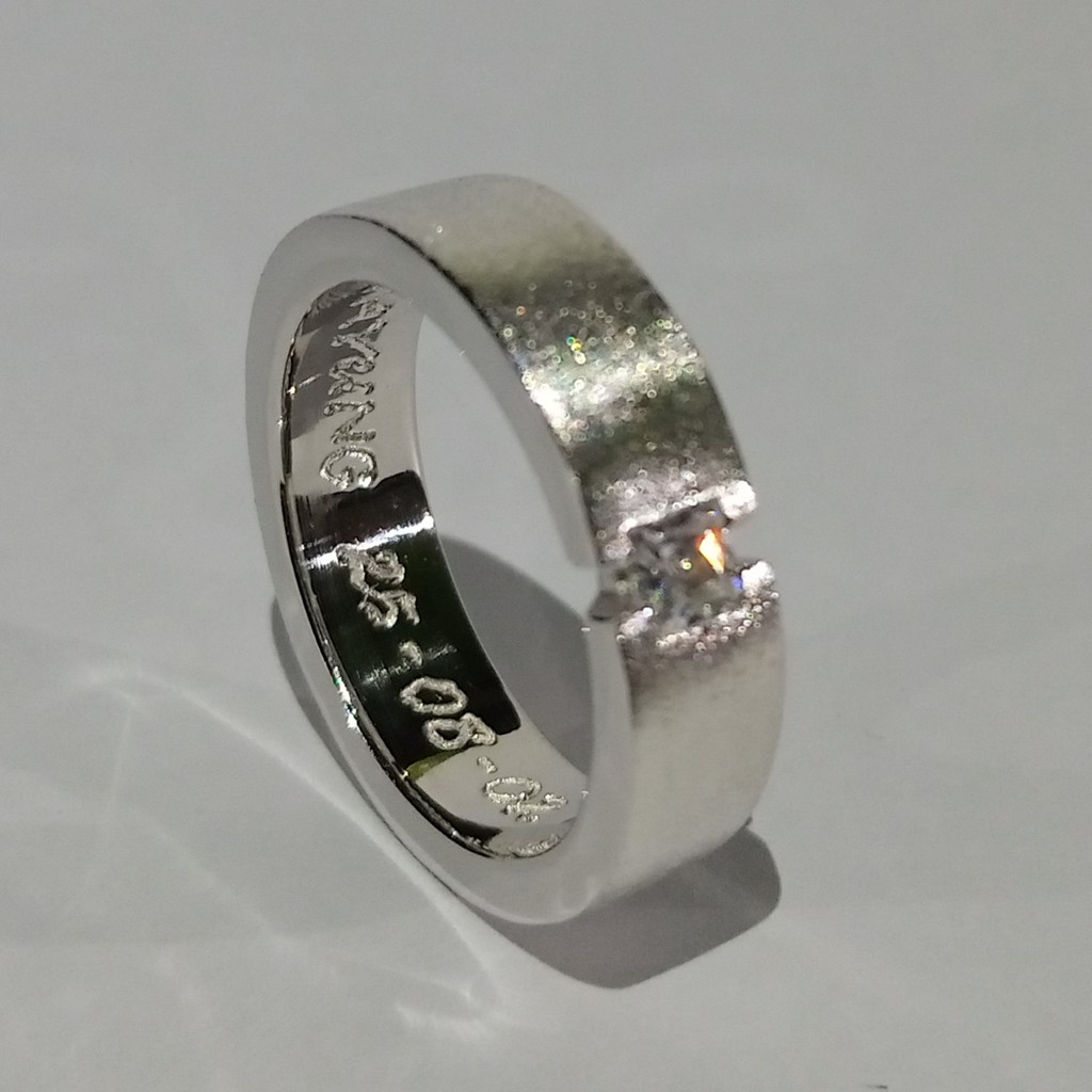 Garansi Silver Asli Cincin Perak Kasual Handmade Kawin Tunangan Nikah Gratis Tulis Ukir Nama Id113