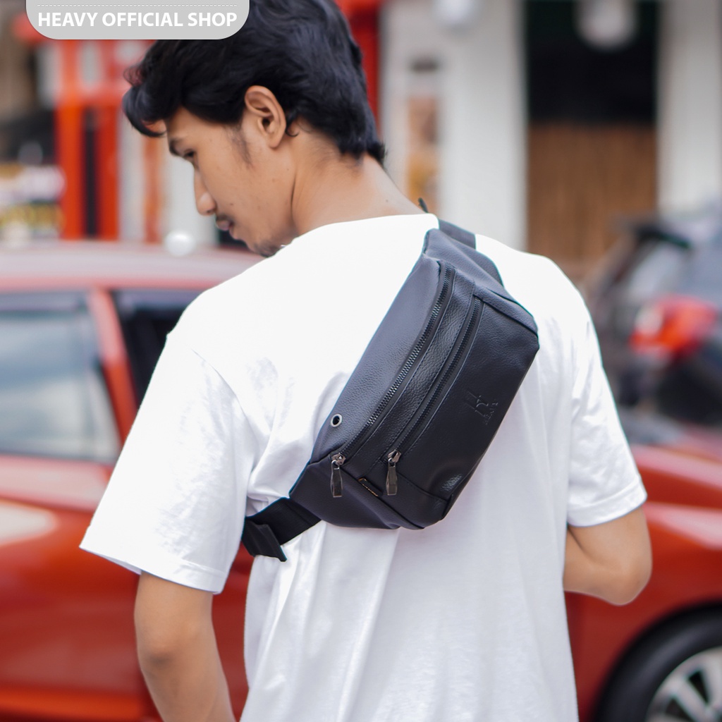 TAS PINGGANG KULIT SINTETIS HEAVY ORIGINAL WAIST BAG PRIA / WANITA (UNISEX) HIGH QUALITY