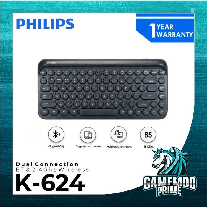 Keyboard Bluetooth + Wireless Philips K624 Multi-Device K-624