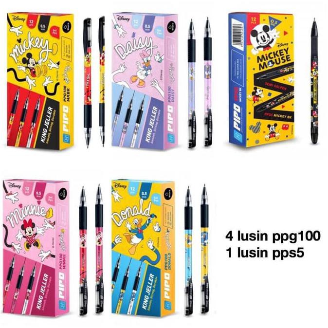 

Paket A Dapat 4 lusin Pulpen PPG100 Disney Dan 1 lusin PPS5 mickey HEMAT