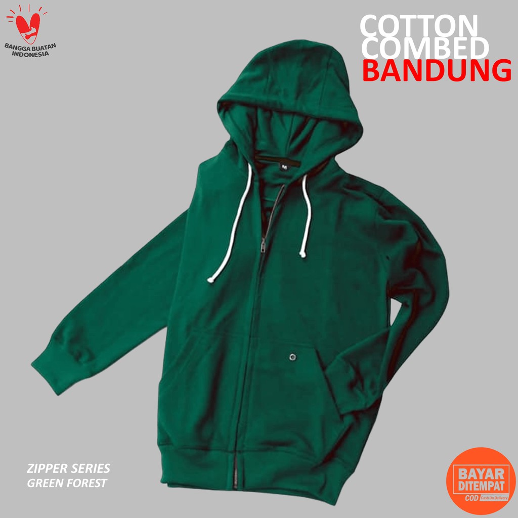 Hoodie Zipper Polos Green Forest Cotton Baby Terry