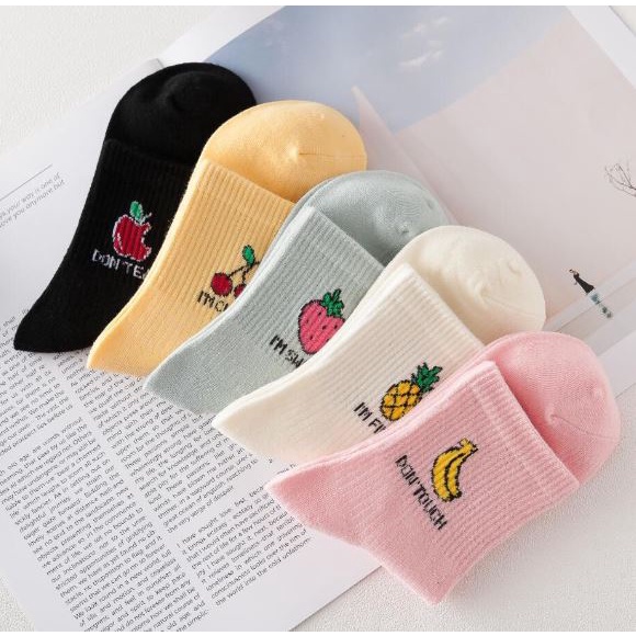 DF KK222 Kaos Kaki Motif Buah Cute Kaos kaki Pendek Socks Fruit Fashion Wanita Korea Import