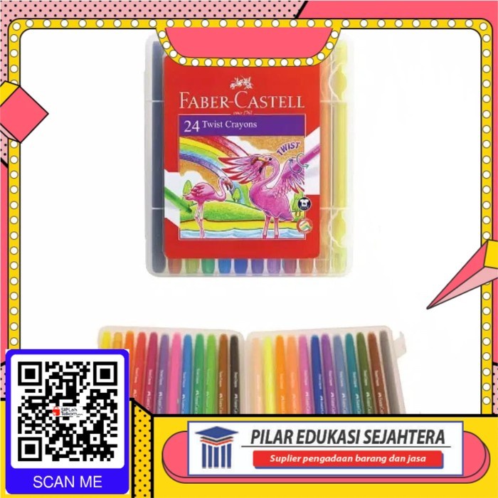 

CRAYON / OIL PASTEL FABER CASTELL ISI 24 WARNA TWIST PANJANG MURAH
