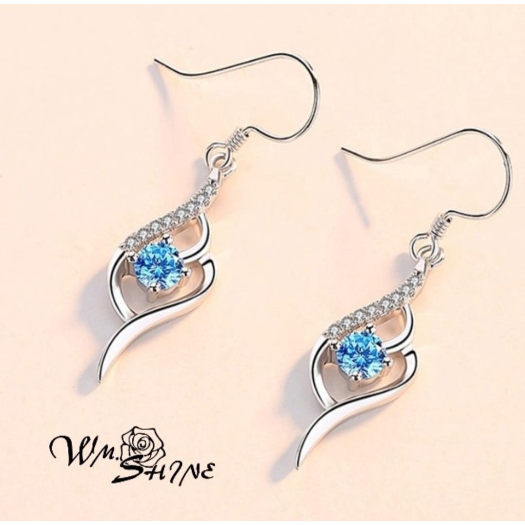 Wm.Shine Blue Diamond Earrings 032 Anting Wanita Perak S925