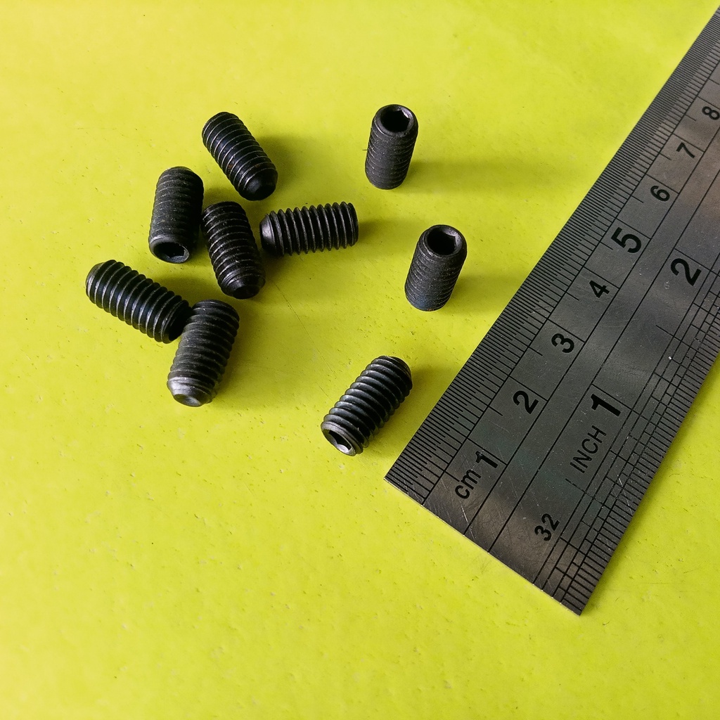 BAUT L TANAM M6 X 12 BAJA / BAUT L TANAM M6X12 / BAUT L SET M6X12 BAJA HITAM SOCKET SET SCREW KUNCI 