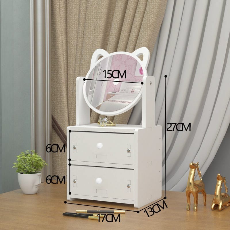 Rak Kosmetik Cermin Tempat Penyimpanan Make Up Storage Box Kecantikan Dengan Laci Tempat Penyimpanan