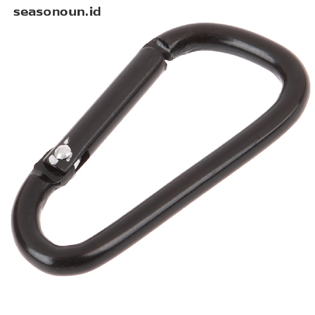 10 Pcs Gantungan Kunci Carabiner Bentuk D Bahan Aluminum Alloy Warna Hitam