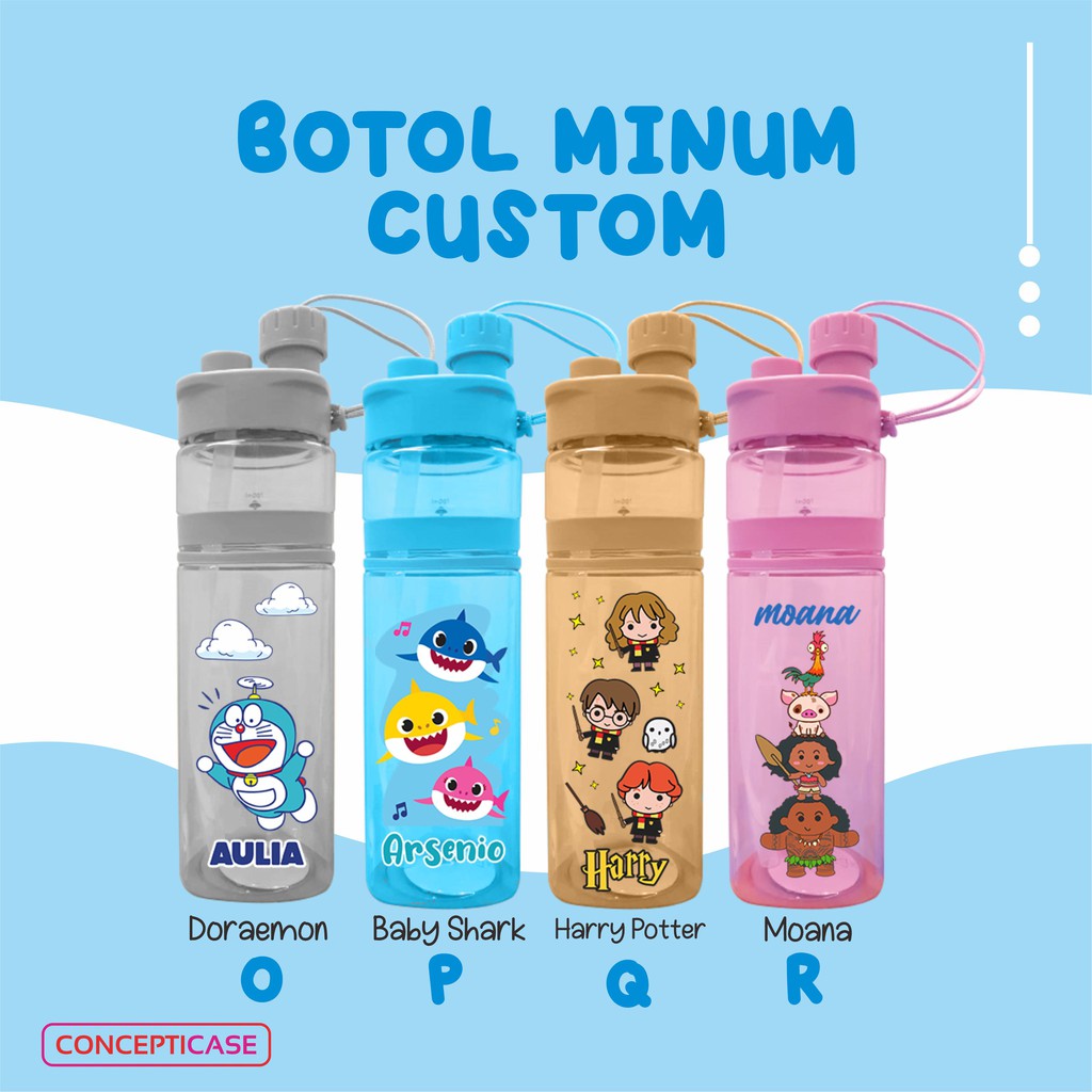 BOTOL MINUM ANAK CUSTOM PRINT UV (BUKAN STICKER) *BACA DESKRIPSI*